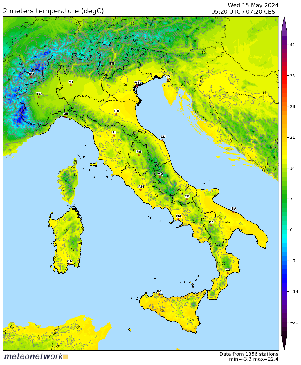 Temperature Italia a cura di MeteoNetwork