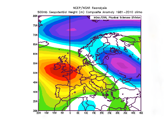 anomalìe prevalenti di geopotenziale nella seconda parte dell'estate 2016